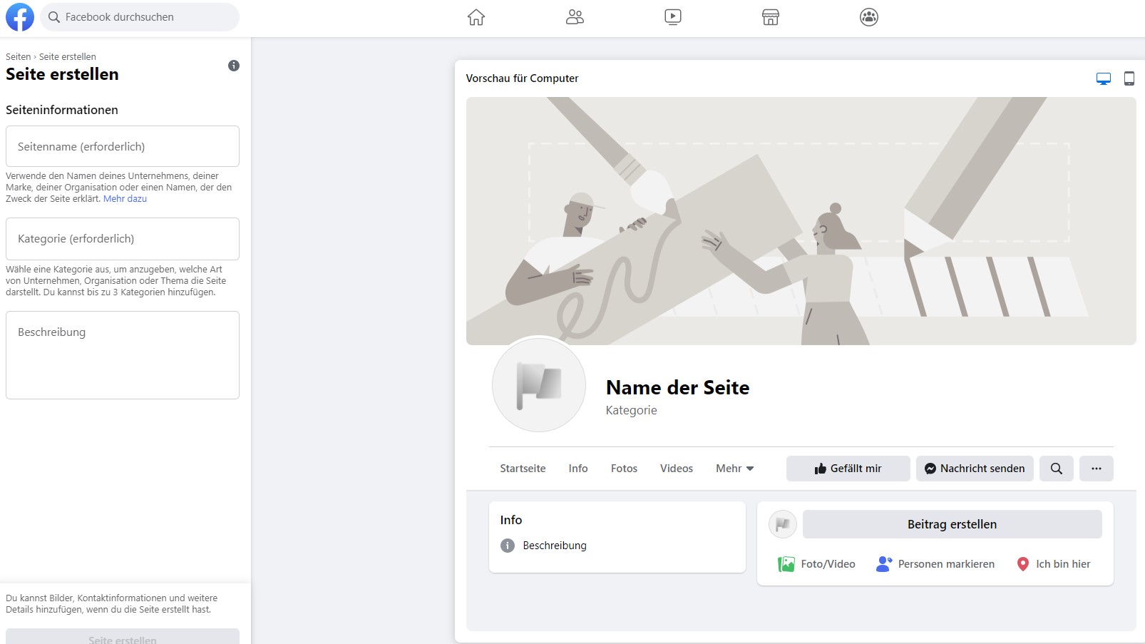 Unternehmensseite Facebook.