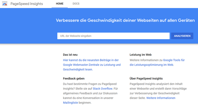 PageSpeed Insights von Google.