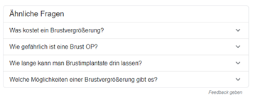 Fragen in der Google Suche.