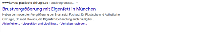 Page-Titel und Meta-Beschreibung in Google.