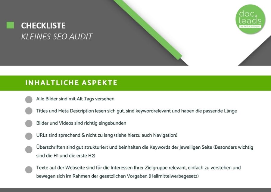 SEO Audit Checkliste.