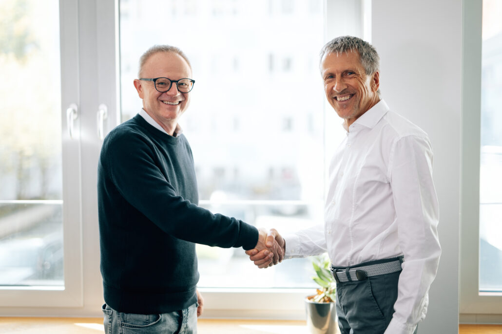 Markus mit einem Kunden.