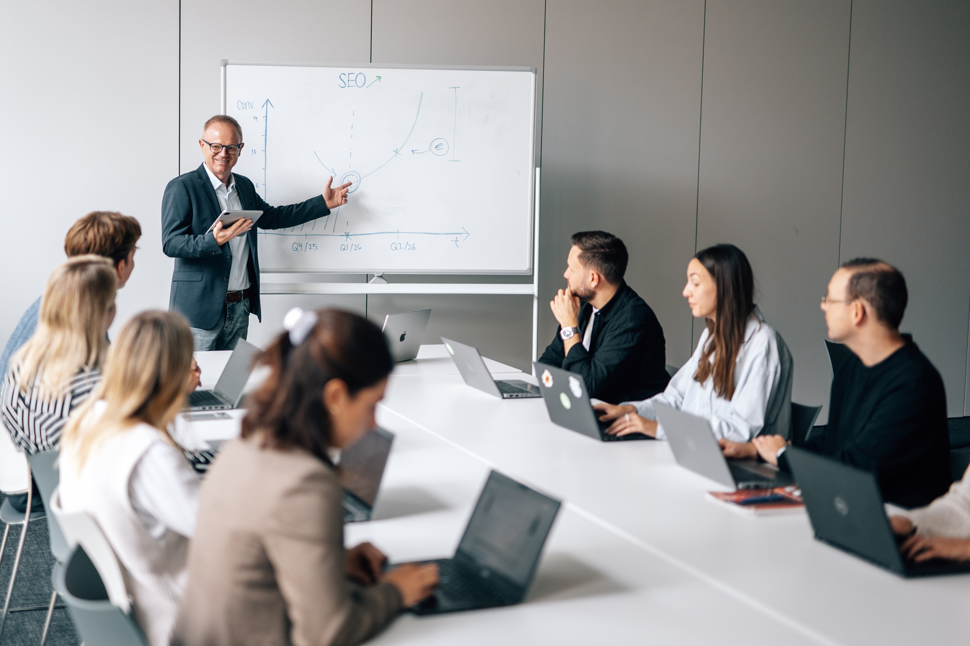 Markus und das Docleads Team in einer Besprechung.